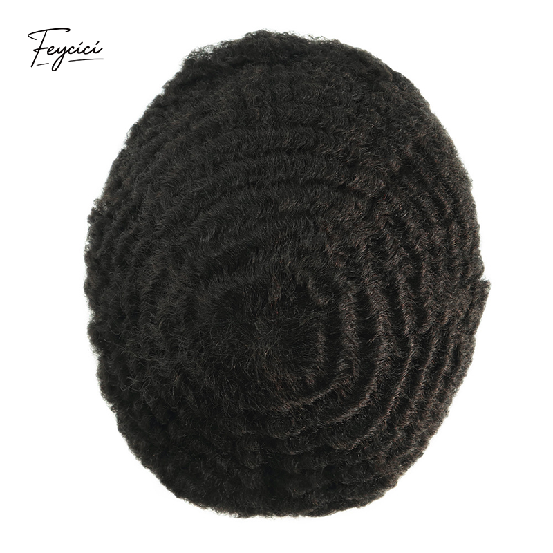 Men's Full French Lace Afro Toupee – Premium Human Hair Wave & Crimp System