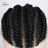 Men's Full Skin Braided Hair System - 100% Hand-Tied Human Hair Cornrows - Invisible Poly Base Textured Toupee