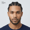 Men's Full Skin Braided Hair System - 100% Hand-Tied Human Hair Cornrows - Invisible Poly Base Textured Toupee