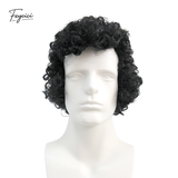 Men's Short Afro Kinky Curly Wig – Voluminous Synthetic Rose Net Full Wig - Feycici