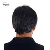 Men's Short Straight Synthetic Wig – Featherlight Rose Net Full Headpiece - Feycici