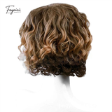 Men's Short Wavy Blonde-Brown Ombre Wig – Layered Synthetic Rose Net Wig - Feycici