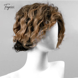 Men's Short Wavy Blonde-Brown Ombre Wig – Layered Synthetic Rose Net Wig - Feycici