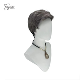 Men's Silver Grey Short Layered Wig – Side-Parted Synthetic Rose Net Wig