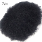 Mens Afro Curl Toupee - 8"x10" Full PU Skin Base Human Hair System