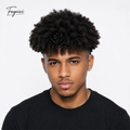 Mens Afro Curl Toupee - 8"x10" Full PU Skin Base Human Hair System