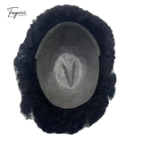 Mens Afro Curl Toupee - Full PU Skin Base with Reverse Split Knot  Hair System