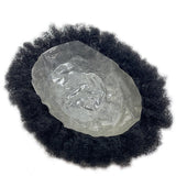 Mens Afro Kinky Curly Toupee - Full PU Bio-Skin Base V-Looped Human Hair Replacement System