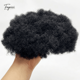 Mens Afro Kinky Curly Toupee - Full PU Bio-Skin Base V-Looped Human Hair Replacement System