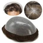 Mens Bio-Skin Toupee - 0.06-0.08mm Full PU V-Loop Knotless Human Hair Replacement System