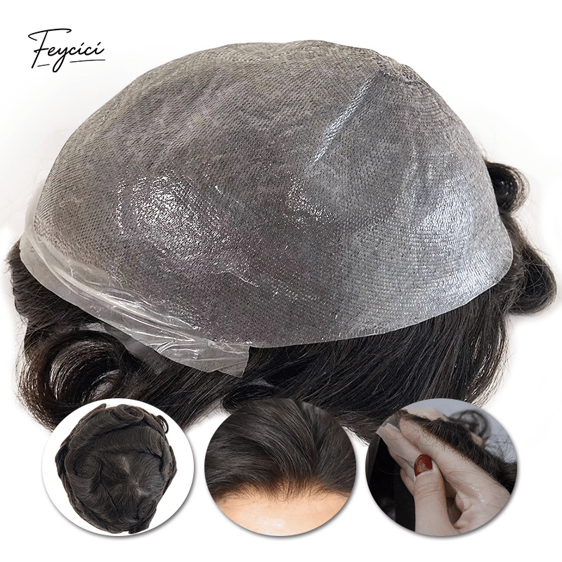 Mirage Skin Series - V-Looped Invisible Thin Skin Men's Human Hair Toupee