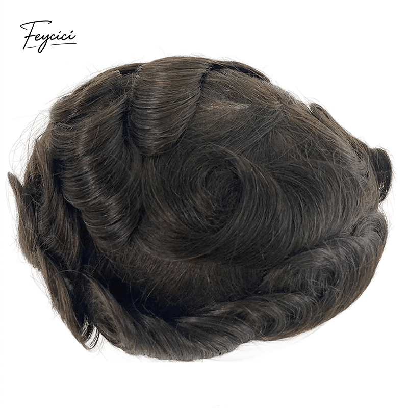 Mirage Skin Series - V-Looped Invisible Thin Skin Men's Human Hair Toupee