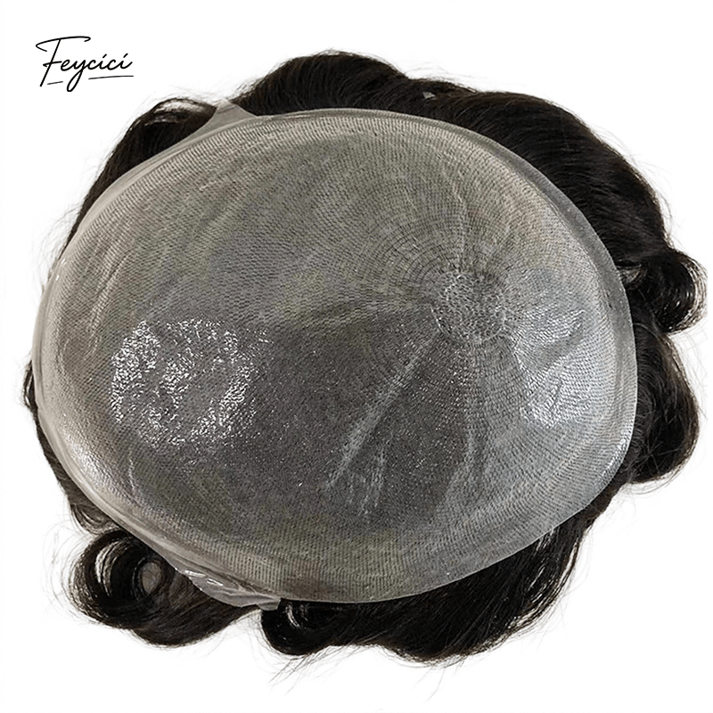 Mirage Skin Series - V-Looped Invisible Thin Skin Men's Human Hair Toupee