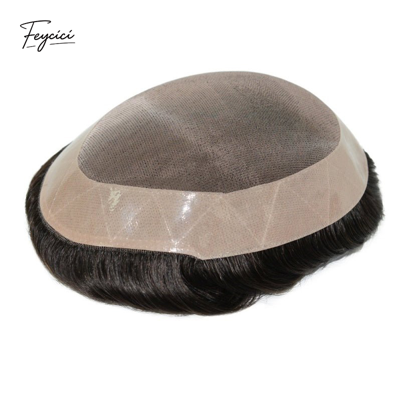 Mono With Poly Hair System for Men –Natural Hair Piece -Free Style Toupee- Mens Wigs Baldness