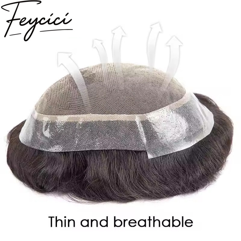 Mono With PU Hair System –Natural Hair Piece Free Style Toupee- Mens Wigs Baldness2