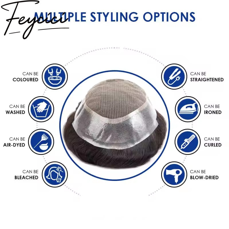 Mono With PU Hair System –Natural Hair Piece Free Style Toupee- Mens Wigs Baldness3