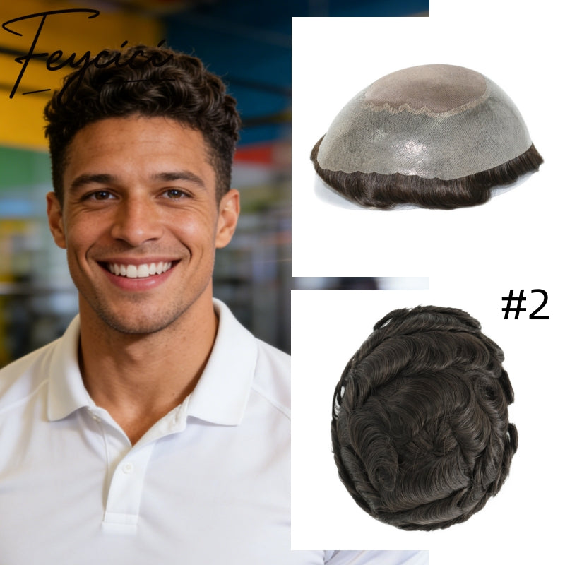 Mono With Poly Hair System –Natural Hair Piece -Free Style Toupee- Mens Wigs Baldness for Men