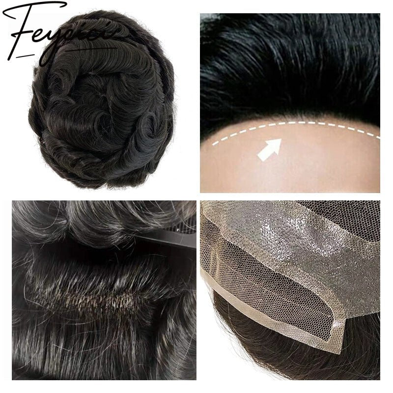 Natural Wave MONO Top With PU Mens Wigs Baldness-Natural Hair Piece-Free Style Hair System Toupee8