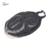 Hand-Woven 8 Cornrow Braids Human Hair Toupee - 10x8" Full Lace & Q6 Base Hairpiece for Men