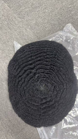 Men's Full French Lace Afro Toupee – Premium Human Hair Wave & Crimp System