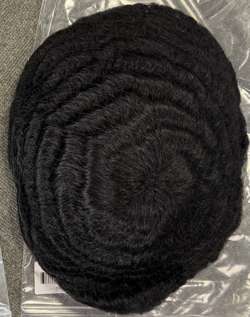 Men's Full French Lace Afro Toupee – Premium Human Hair Wave & Crimp System