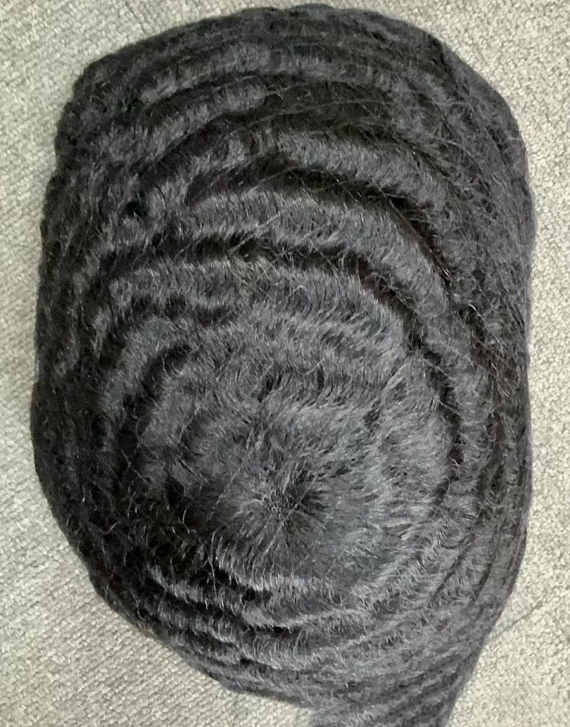 Men's Full French Lace Afro Toupee – Premium Human Hair Wave & Crimp System