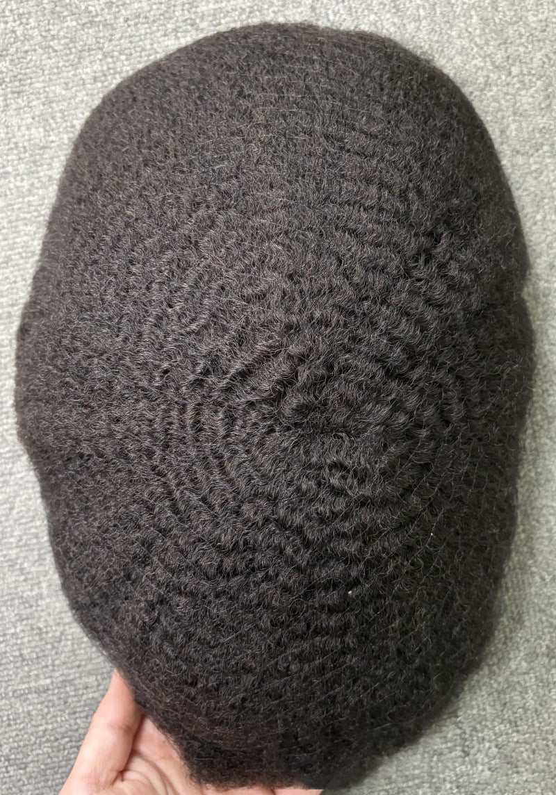 Men's Full French Lace Afro Toupee – Premium Human Hair Wave & Crimp System
