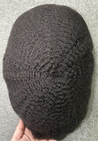 Men's Full French Lace Afro Toupee – Premium Human Hair Wave & Crimp System