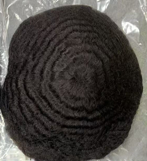 Men's Full French Lace Afro Toupee – Premium Human Hair Wave & Crimp System