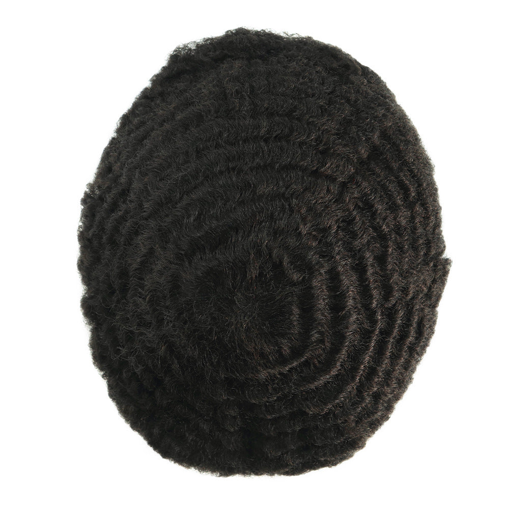 Men's Full French Lace Afro Toupee – Premium Human Hair Wave & Crimp System