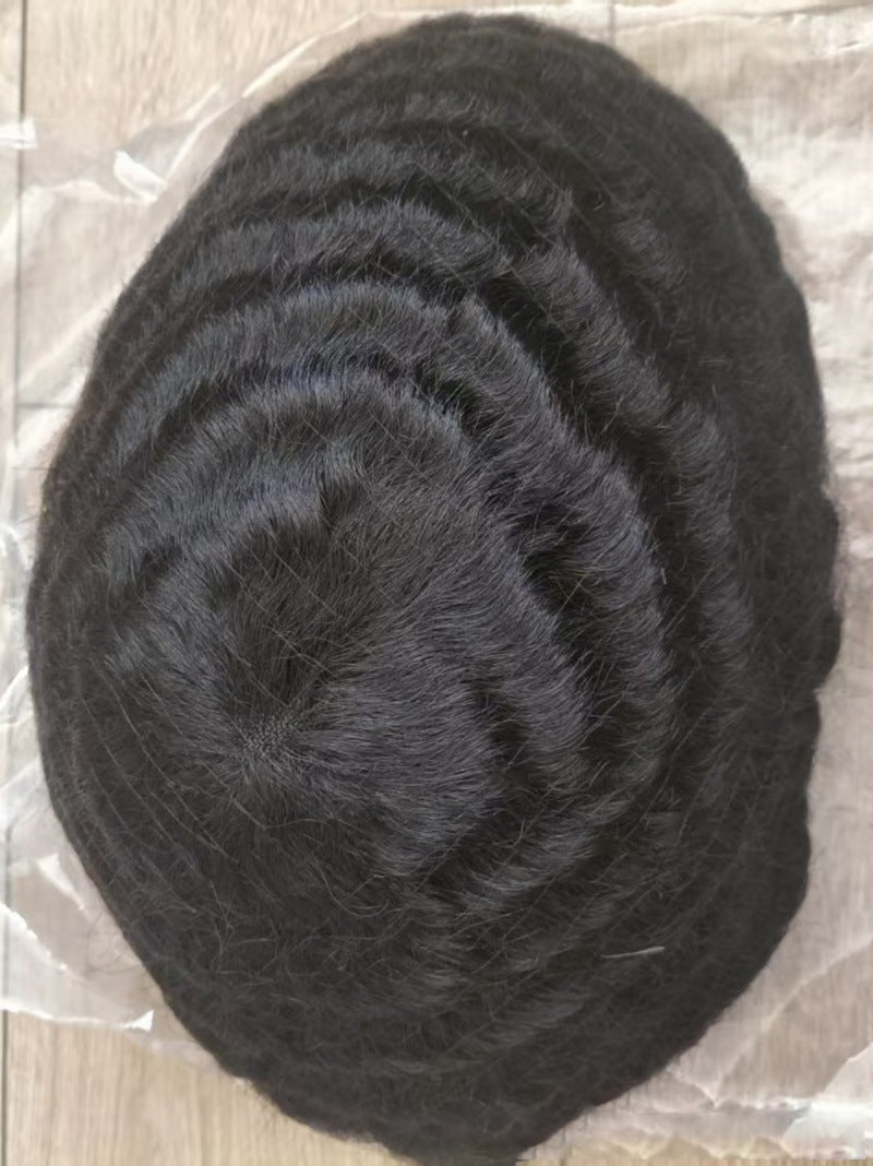 Men's Full French Lace Afro Toupee – Premium Human Hair Wave & Crimp System