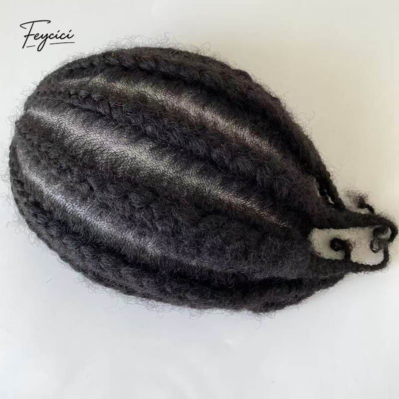 Mens Hand-Braided Bio-Skin Toupee - Ultra-Thin PU Base Knotless Hair System with Professional Braids