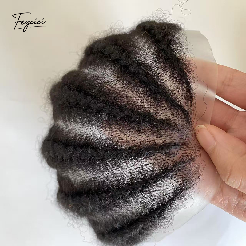 Mens Hand-Braided Bio-Skin Toupee - Ultra-Thin PU Base Knotless Hair System with Professional Braids