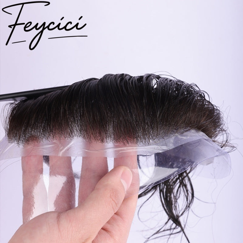 Skin Swiss Lace Frontal Mens Wigs Baldness-Natural Hair Piece-Free Style Hair System-Hair Patches