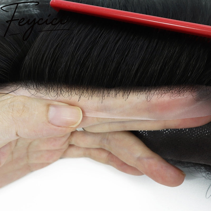 Thin Skin Frontal Mens Wigs Baldness-Natural Hair Piece-Free Style Hair System-Hair Patches10