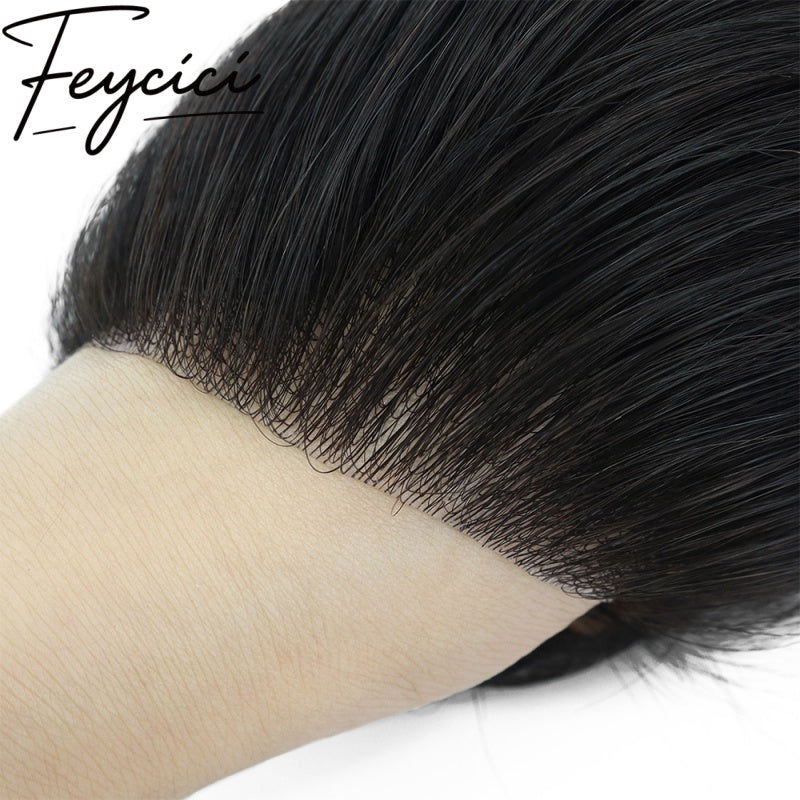 Thin Skin Frontal Mens Wigs Baldness-Natural Hair Piece-Free Style Hair System-Hair Patches9