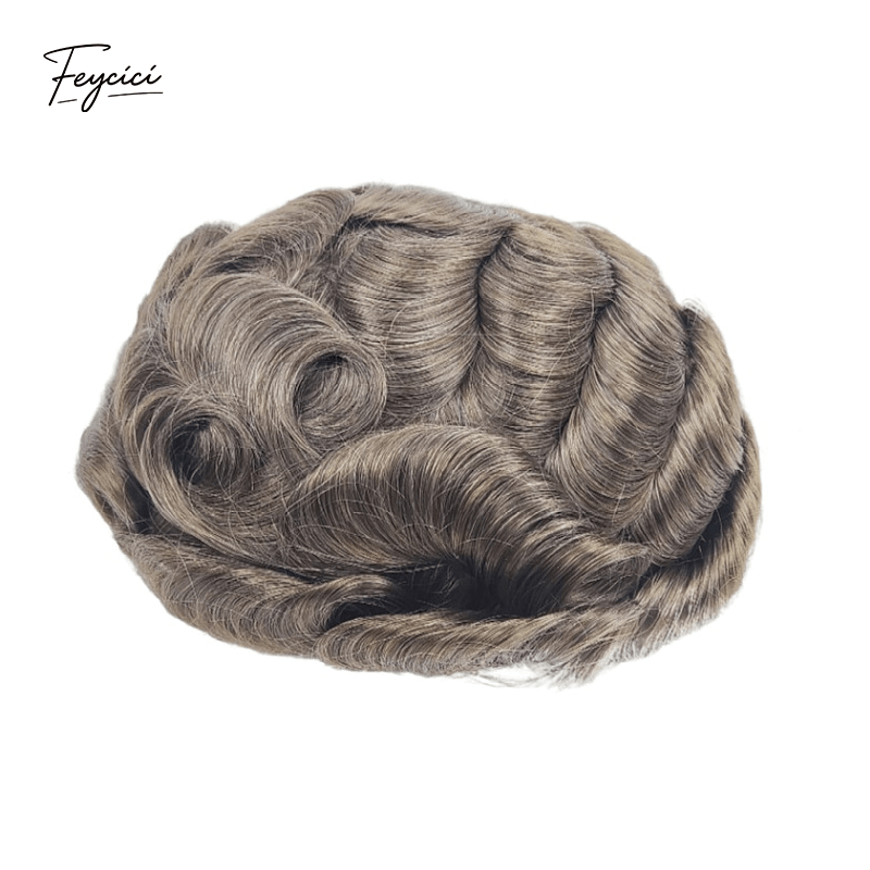 Ultra-Natural Lace Series - Men's Human Hair Toupee with Bleached Knots Frontline