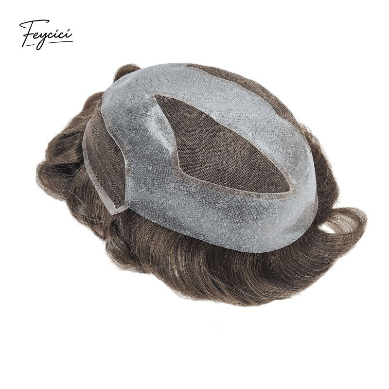 Ultra-Natural Lace Series - Men's Human Hair Toupee with Bleached Knots Frontline