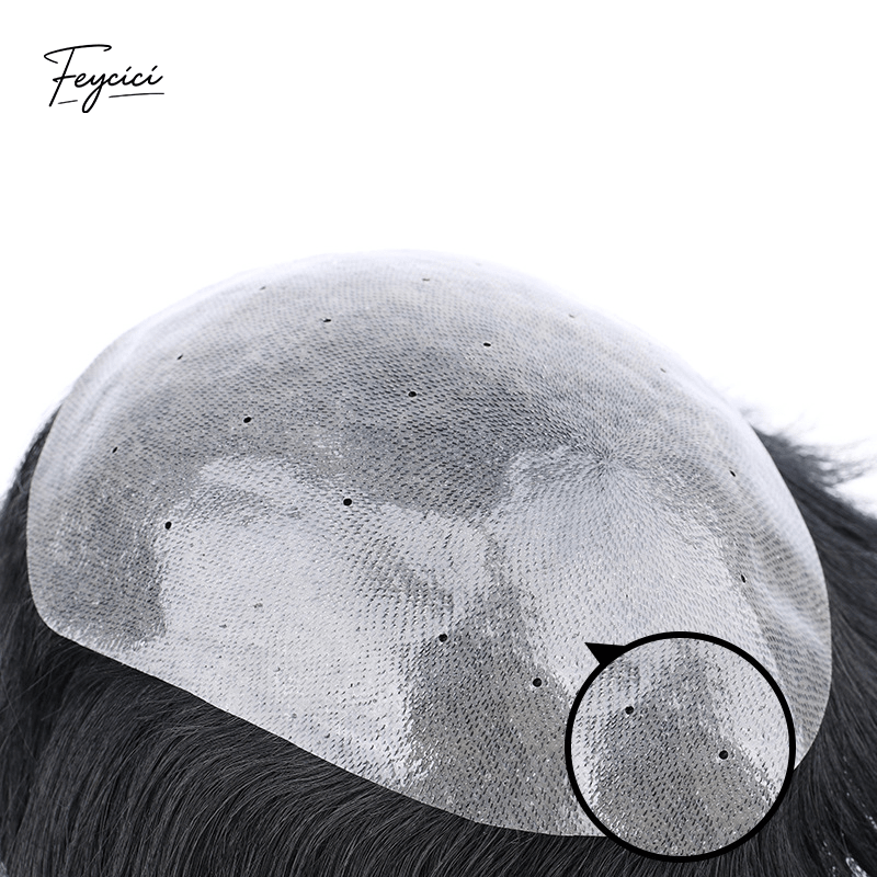 Ultra-Thin Bio-Skin Men’s Toupee - 0.03mm Transparent PU V-Loop Seamless Human Hair Replacement System