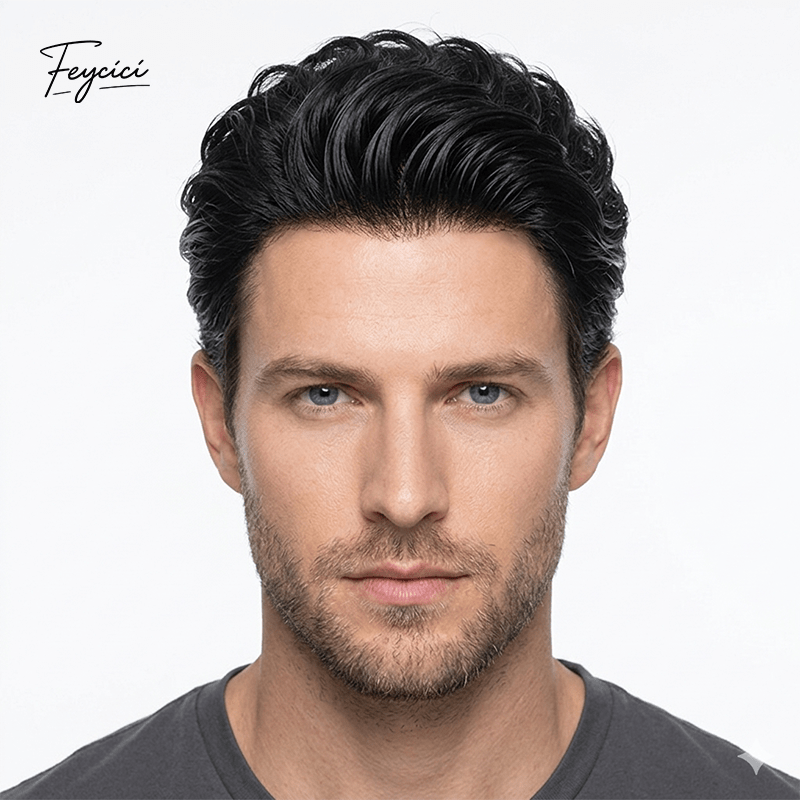 Ultra-Thin Bio-Skin Men’s Toupee - 0.03mm Transparent PU V-Loop Seamless Human Hair Replacement System