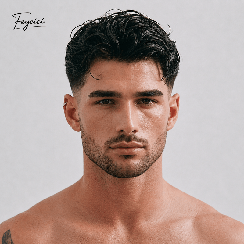 Ultra-Thin Skin Men’s Toupee - V-Loop Knotless Human Hair System for Spring/Summer