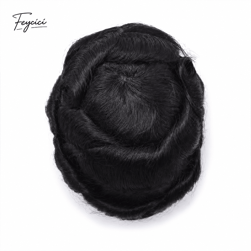 Ultra-Thin Skin Men’s Toupee - V-Loop Knotless Human Hair System for Spring/Summer