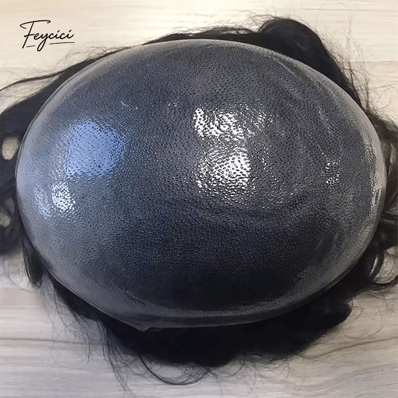 Ultra-Thin Skin Men’s Toupee - V-Loop Knotless Human Hair System for Spring/Summer