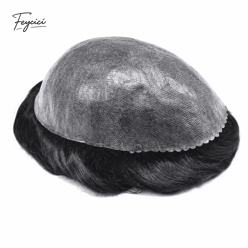 Ultra-Thin Skin Men’s Toupee - V-Loop Knotless Human Hair System for Spring/Summer