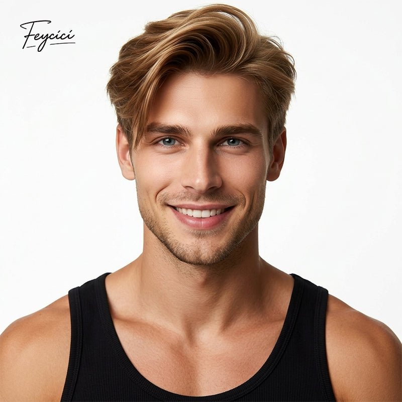 Urban Elite Side-Part Wig - Mixed Brown Layered Short Synthetic Hair