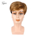 Urban Elite Side-Part Wig - Mixed Brown Layered Short Synthetic Hair