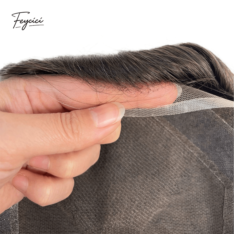 Hollywood Hybrid Series - Silk Top with Lace Front & PU Perimeter Men's Human Hair Toupee