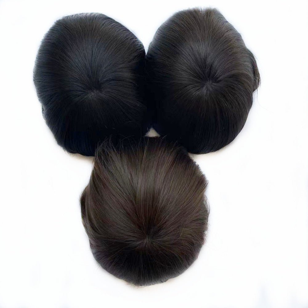 Mens Human Hair Toupee - Durable Fine MONO Center with NPU Perimeter Replacement System