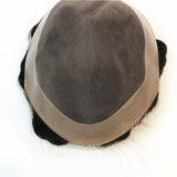 Mens Human Hair Toupee - Durable Fine MONO Center with NPU Perimeter Replacement System