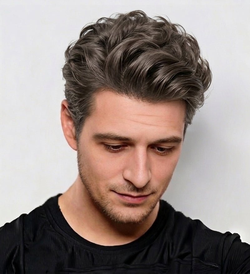 AUS Style Men’s Hair System - Durable Mono & Skin Hybrid Toupee